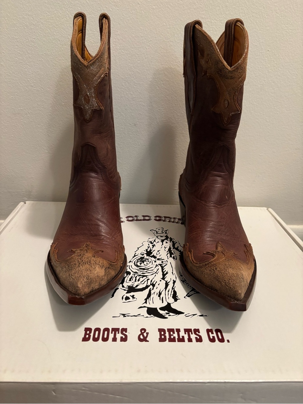 Old Gringo Two-Tone Brown and Tan Women’s Western Heeled Boots 7 1/2